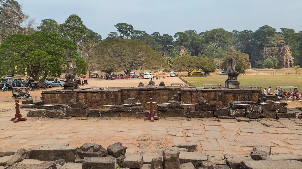 Long Terrace of the Elephants beside an open parade ground